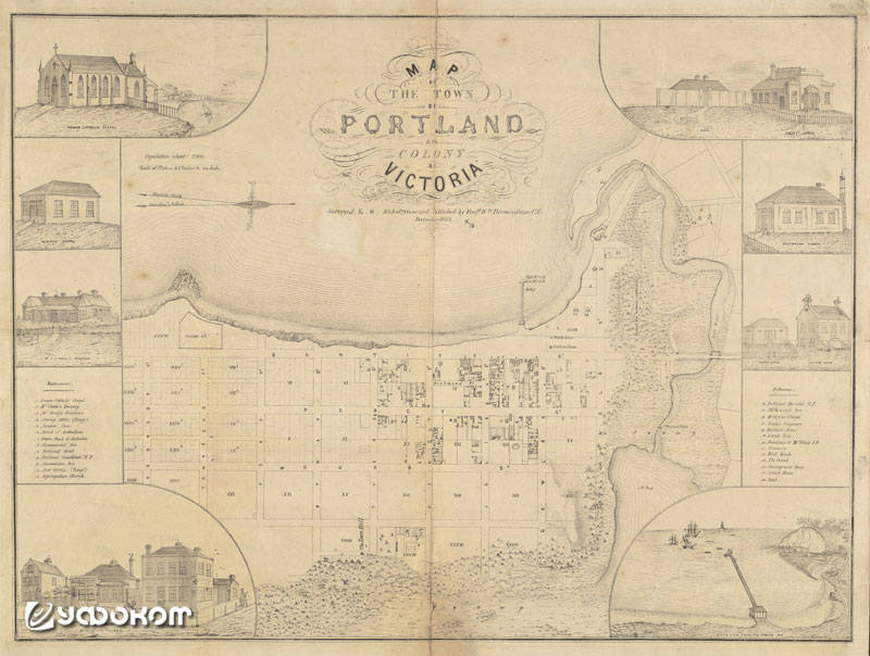 Карта Портленда, составленная и гравированная Бирмингемом в 1853 г. 