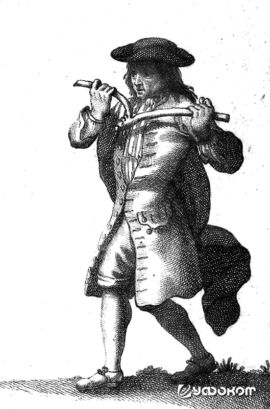 Лозоходец (рисунок из книги XVIII века).