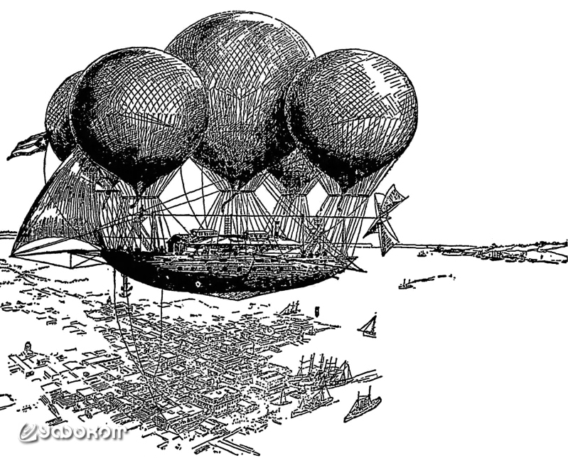 «Французское изобретение для Кубинской войны» на рисунке из «San Francisco Chronicle» за 19 июля 1896 года. На воздушном судне развивается кубинский флаг.