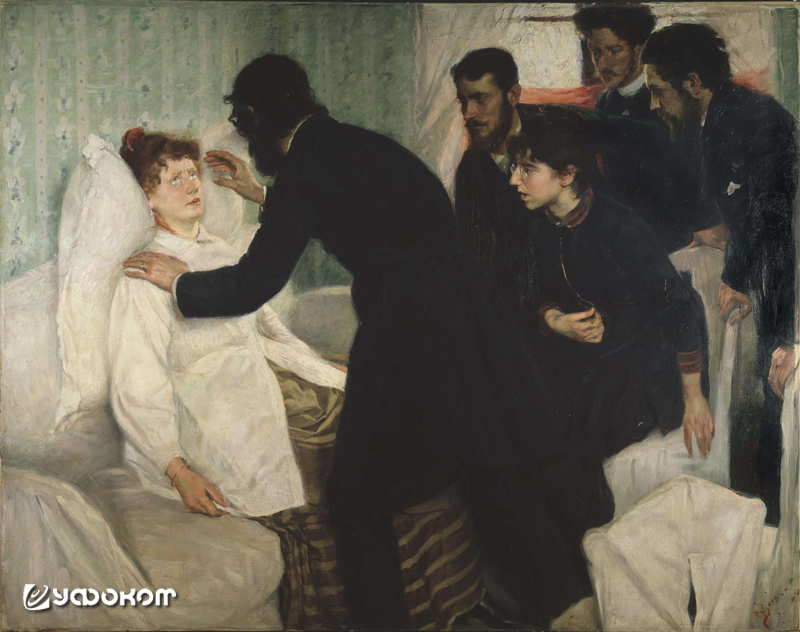 Сеанс гипноза. Картина Ричарда Берга, 1887 год.