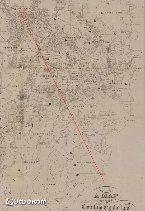 Траектория полета болида 7 ноября 1864 г. 